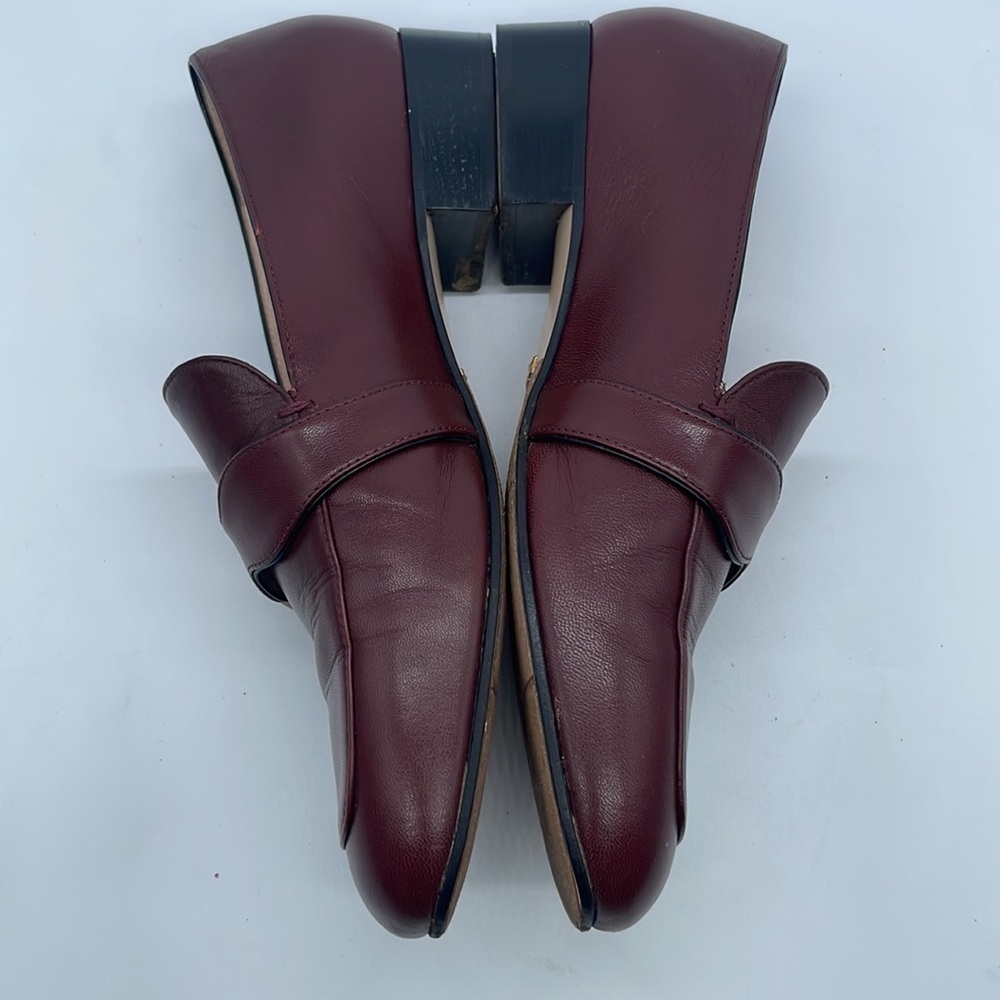 Gucci Burgundy leather Malaga Kid GG Marmont Loafers Vintage Bordeaux 37.5 - Picture 4 of 9